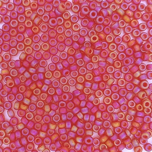 0141FR - 10g Size 8/0 Miyuki seed beads in Matt Red AB