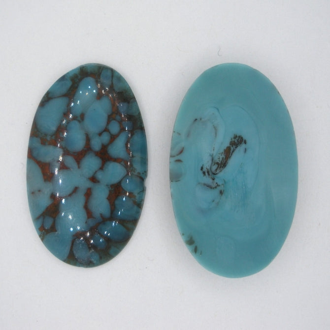 Cab86 - 35x21mm oval cabochon in Turquoise Matrix (Vintage)