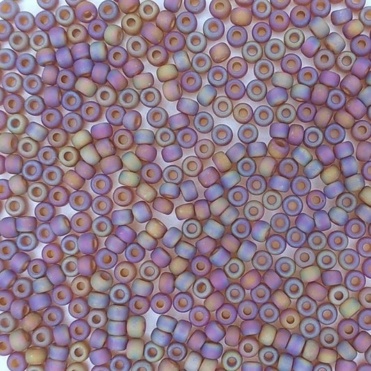 0134FR - 10g Size 8/0 Miyuki seed beads in Matt Dark Topaz AB