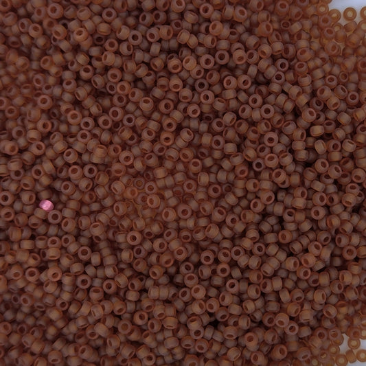 0134F - 5g Size 15/0 Miyuki seed beads in Matt Transparent Dark Topaz