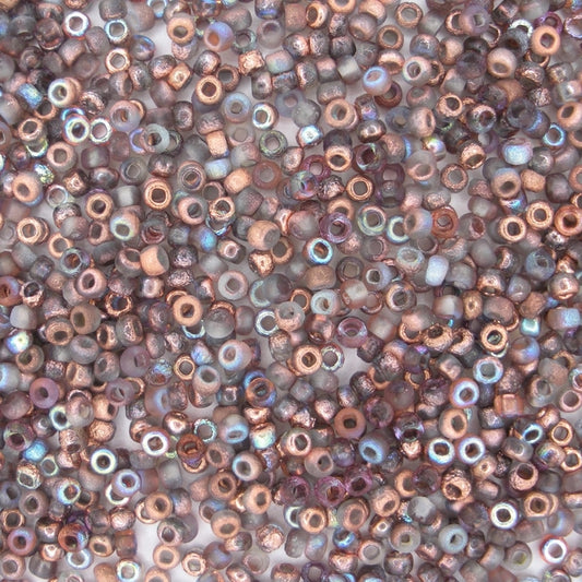 10g Size 8/0 Czech seed beads in etched Copper Rainbow