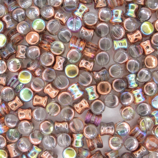 50 x diabolo beads in Copper Rainbow