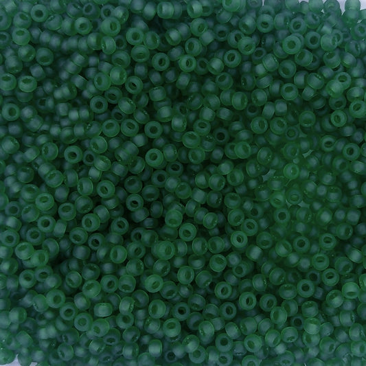 0146F - 10g Size 11/0 Miyuki seed beads in Matt Transparent Green