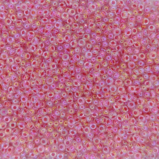 0276 - 10g Size 11/0 Miyuki seed beads in Dark Coral lined Crystal AB