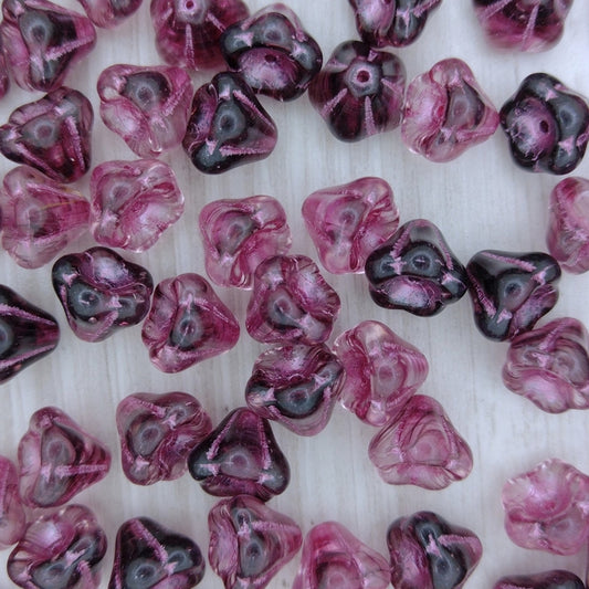 8 x Bell Flowers in R0239 with Pink Lustre (8x10mm)