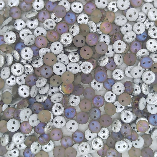 50 x two hole lentils in etched Crystal Volcano