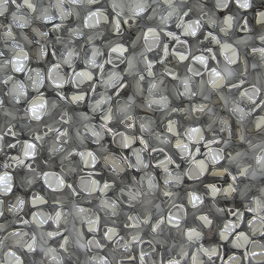 50 x pinch beads in Silver/Crystal (3x5mm)