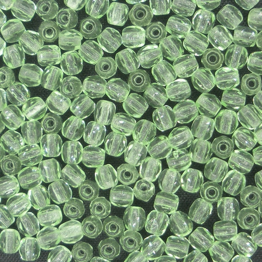 50 x 3mm faceted beads in Light Peridot Green