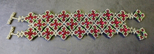 Bead Kit - Filled Tiles Reversible Bracelet by Too Tall To Bead - Light Siam and Green version