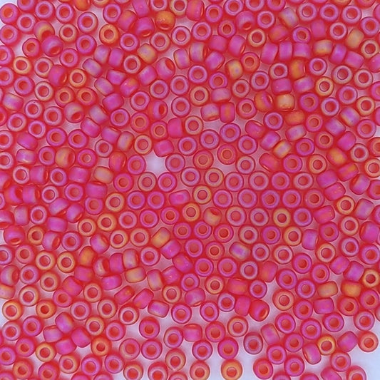 0140FR - 10g Size 8/0 Miyuki seed beads in Matt Light Red AB