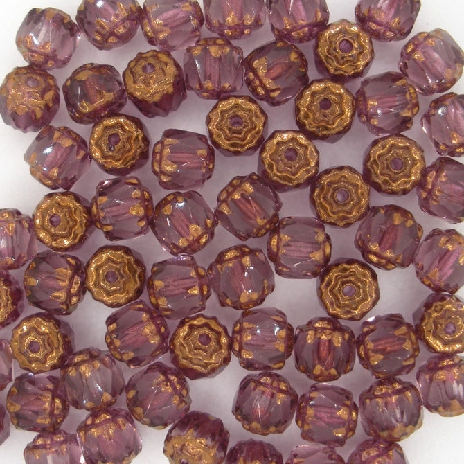 10 x 6mm window beads in Amethyst/Bronze