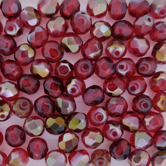 25 x 6mm faceted beads in Ruby Red Valentininte
