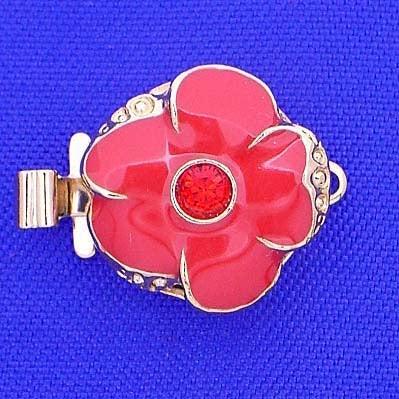 Claspgarten Light Red Enamel Flower clasp with 1 row 14801 - 13mm