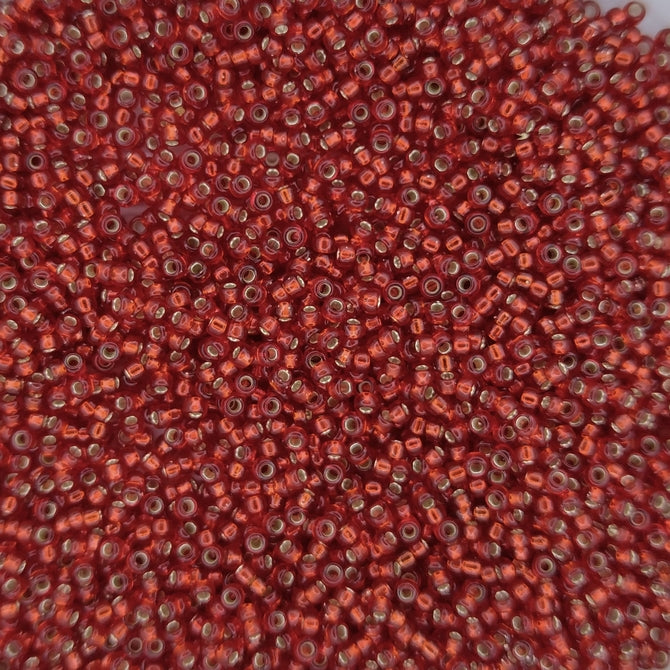 0011 - 5g Size 15/0 Miyuki seed beads in Silver lined Ruby