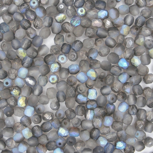 50 x 4mm faceted beads in etched Graphite Rainbow