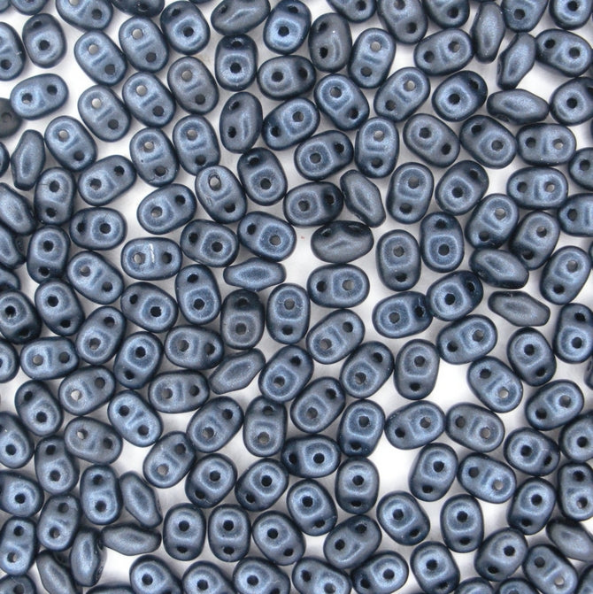 10g Superduo beads in Metallic Suede Dark Blue