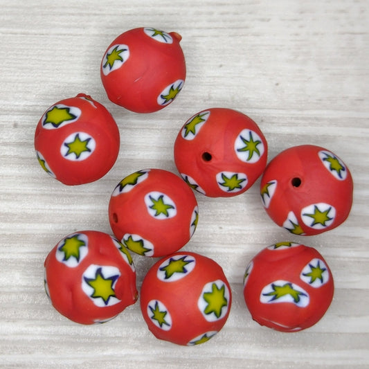 14mm Venetian millefiori bead in Red (1960/70s)