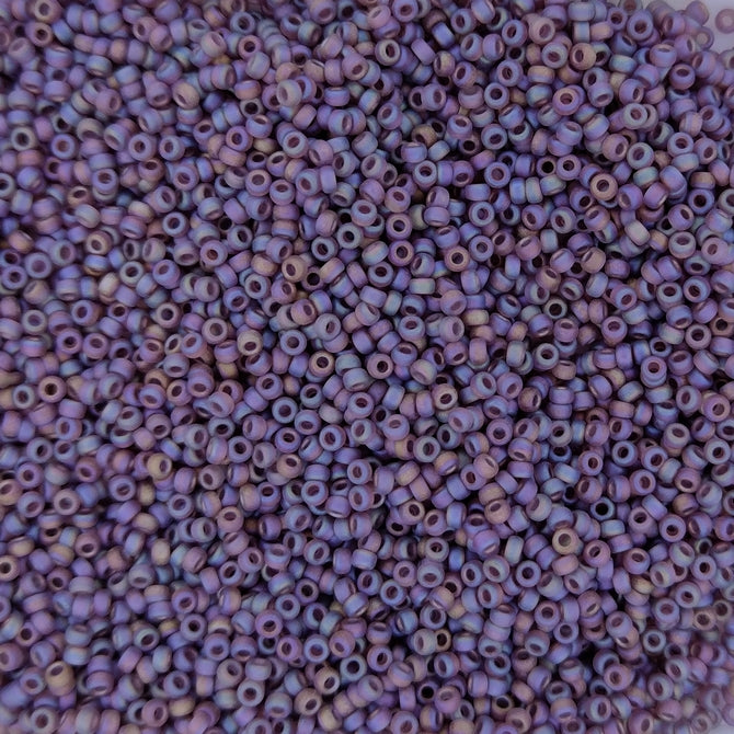 0153FR - 5g Size 15/0 Miyuki seed beads in Matt Dark Smoky Amethyst AB