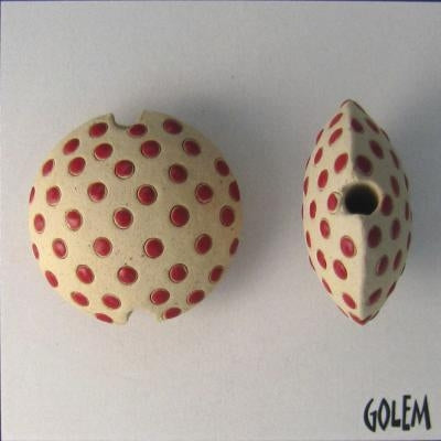 CLB-004-C-M lentil bead in Red Polka Dots from Golem Studio