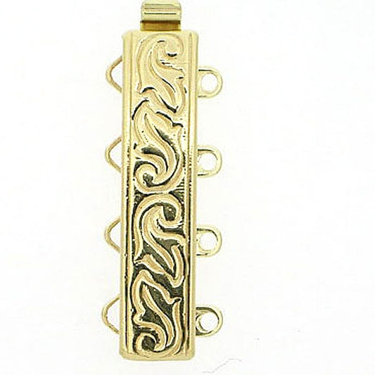 Claspgarten Sterling Silver/Light Gold textured clasp with 4 rows 12597 - 24x6mm