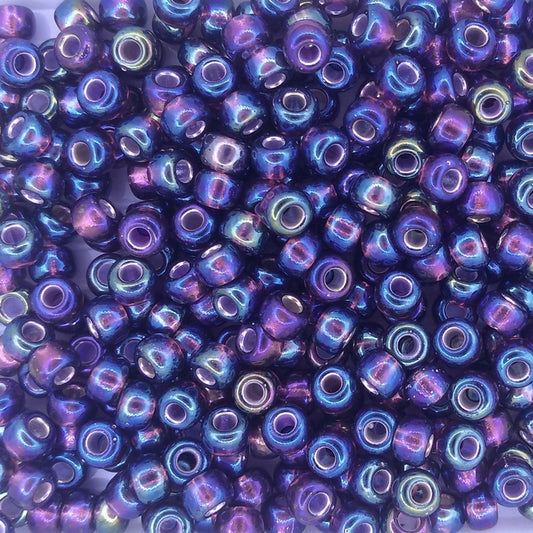 1013 - 10g Size 6/0 Miyuki seed beads in Silver lined Dark Smoky Amethyst AB