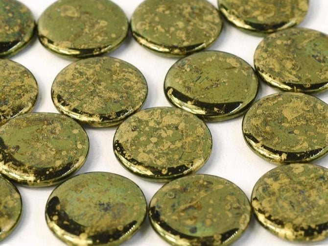 14mm Extra Low cabochon in Marigold/Green Lustre