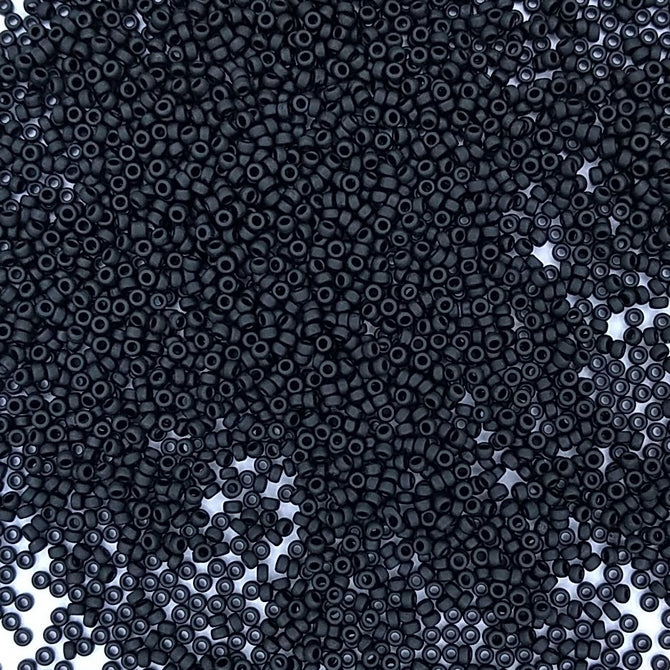 0401F - 5g Size 15/0 Miyuki seed beads in Matt Black