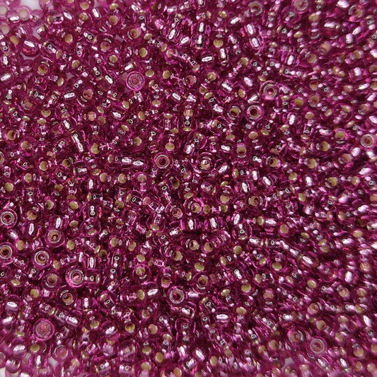 4269 - 10g Size 11/0 Miyuki seed beads in Duracoat Silver lined Hot Pink