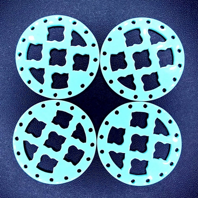 27mm Round Laser Cut Cabochon in Light Turquoise