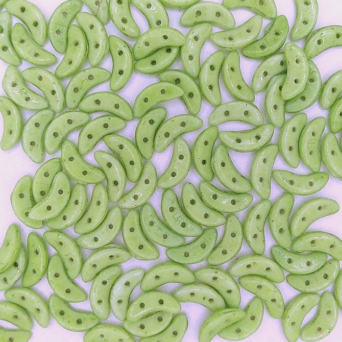 50 x CzechMate crescents in Opaque Green Flash