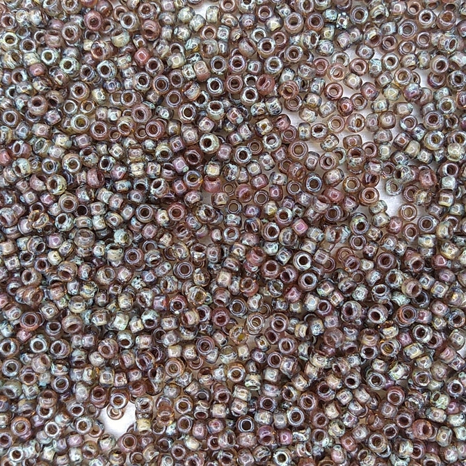 4505 - 50g Size 8/0 Miyuki seed beads in Transparent Light Smoky Picasso