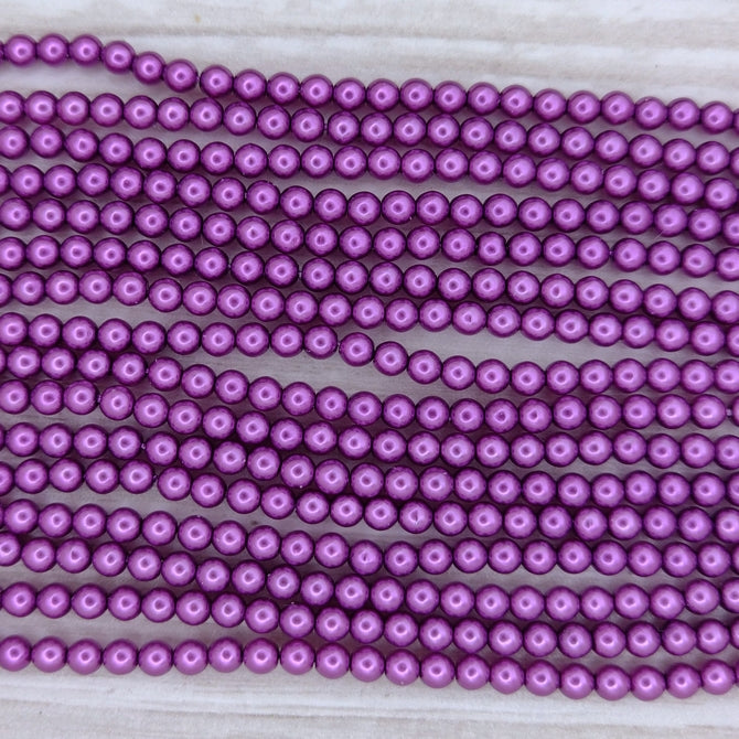 150 x 3mm round pearls in Deep Magenta