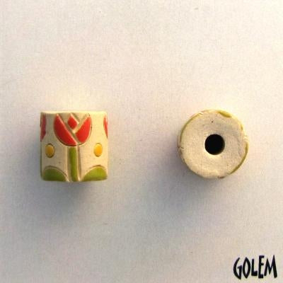 SB-80-E tube bead in Coral tulips from Golem Studio