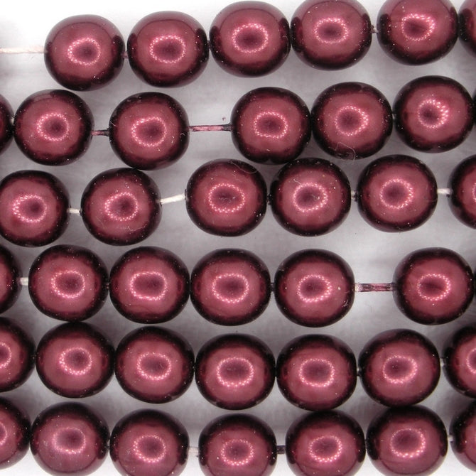 10 x 8mm round pearls in Burgandy Red