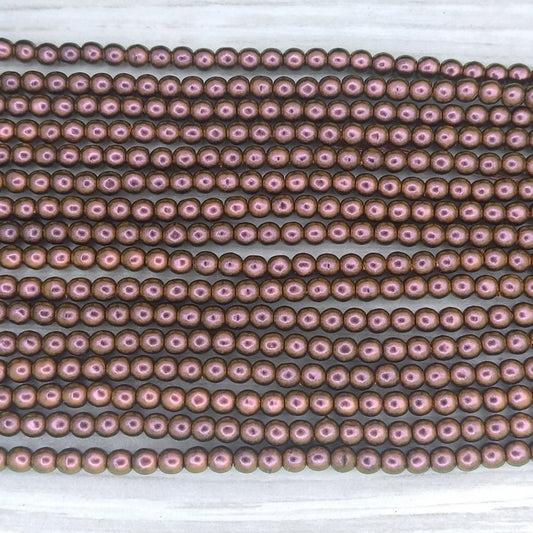 150 x 3mm round Polynesian pearls in Copper