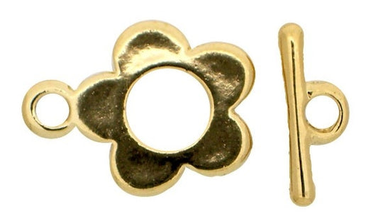 Claspgarten Gold Flower Toggle clasp with 1 row 12862 - 15mm