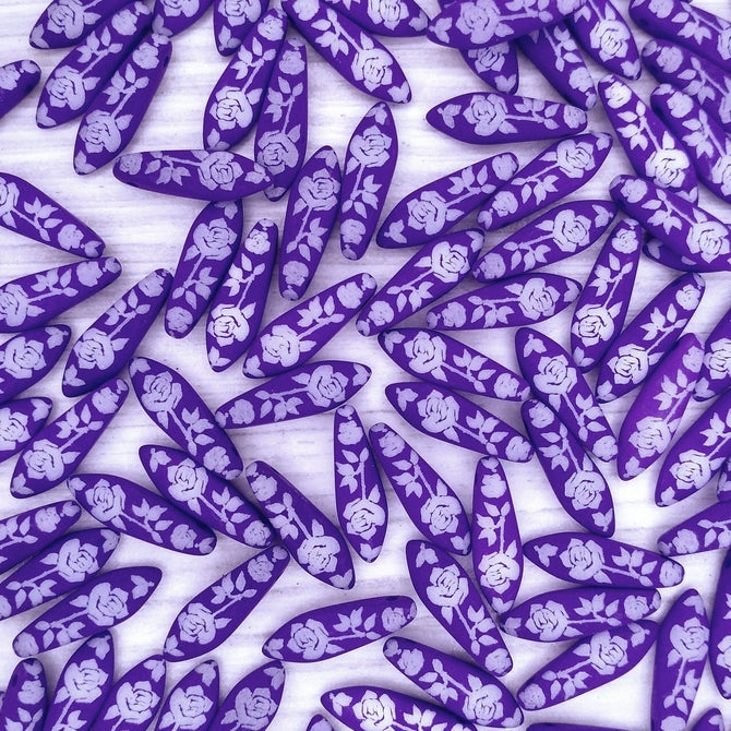 10 x daggers in Neon Electric Purple with laser etched Rose (5x16mm)