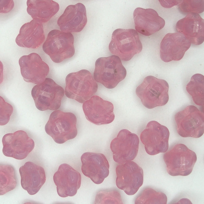 10 x 8mm top drilled flowers in Pink Opal