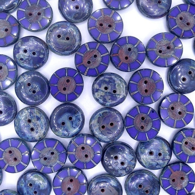 B39 - 2 x 14mm table cut buttons in Opaque Blue Picasso