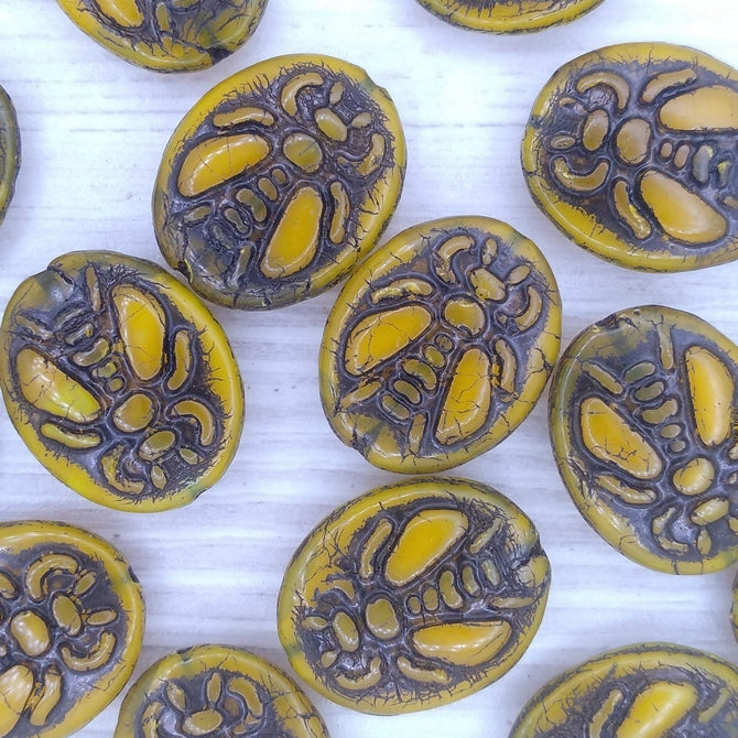 22x18mm Honey Bee beads in Opal Yellow and Black