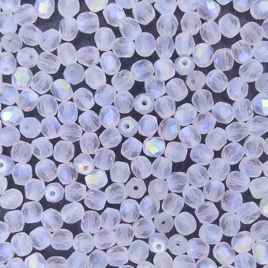 50 x 4mm faceted beads in Matt Crystal AB