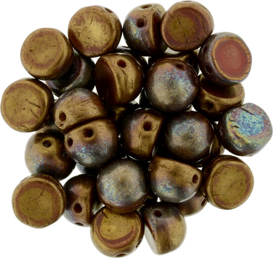 10 x CzechMate cabochons in Bronze Vega/Opaque Red