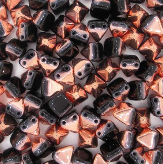 10 x 6mm pyramids in Black/Capri Gold