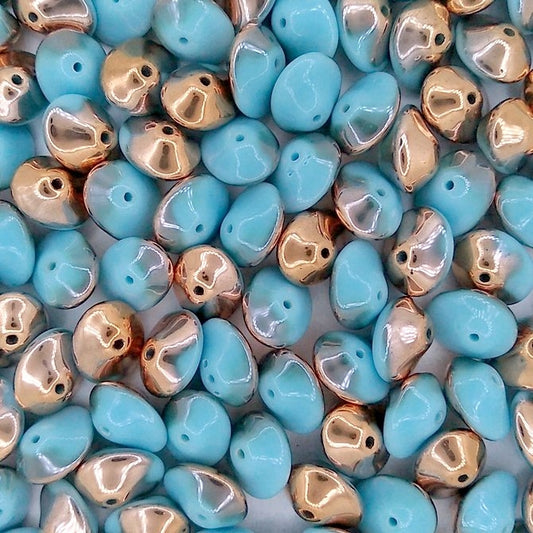 10 x UFO beads in Turquoise/Capri Gold