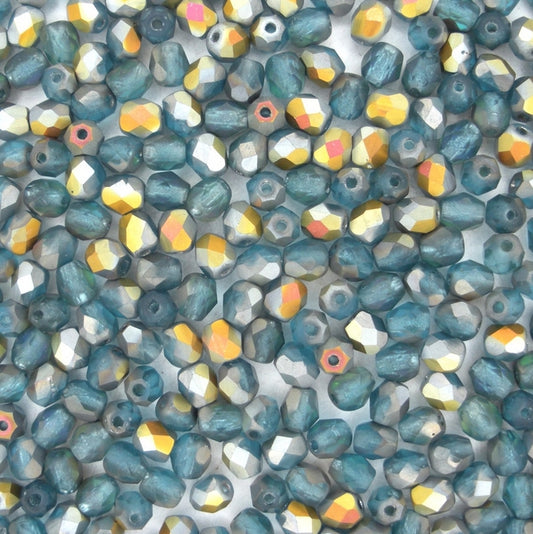 50 x 4mm faceted beads in Matt Aqua Marea