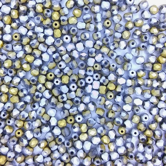 50 x 4mm faceted beads in Matt California Silver