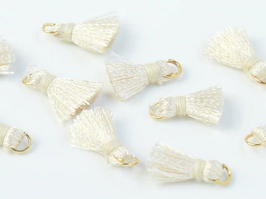 Pair of 1cm Cotton tassels in Champagne