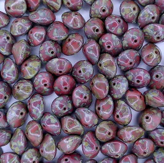 10 x UFO beads in Coral Picasso