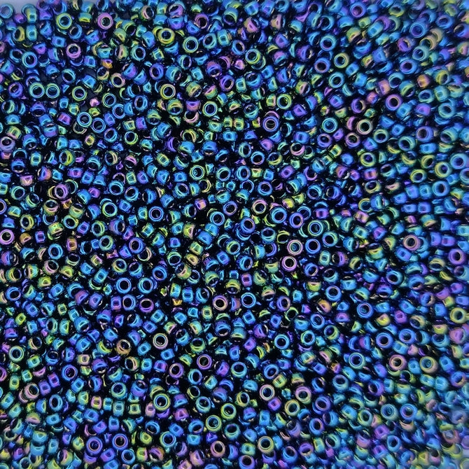 0455 - 25g Size 15/0 Miyuki seed beads in Metallic Variegated Blue Iris