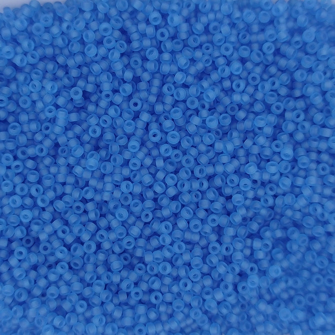 0149F - 25g Size 15/0 Miyuki seed beads in Matt Transparent Capri Blue